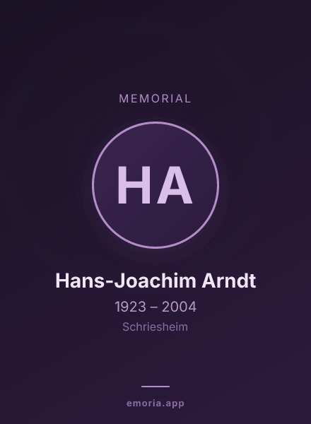 Memorial portrait of Hans-Joachim Arndt