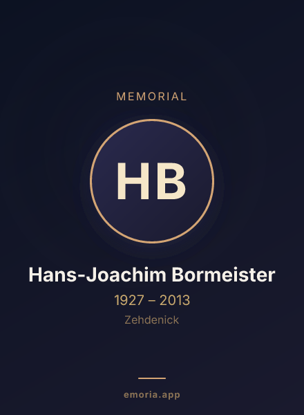 Memorial portrait of Hans-Joachim Bormeister