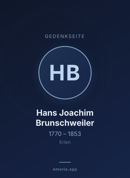Gedenkportrait von Hans Joachim Brunschweiler