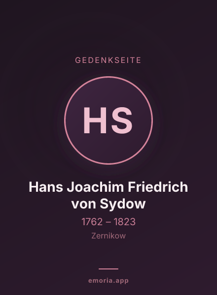 Gedenkportrait von Hans Joachim Friedrich von Sydow