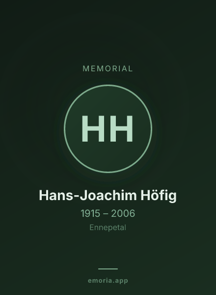 Memorial portrait of Hans-Joachim Höfig