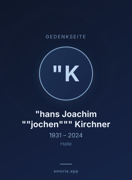 Gedenkportrait von "hans Joachim ""jochen""" Kirchner