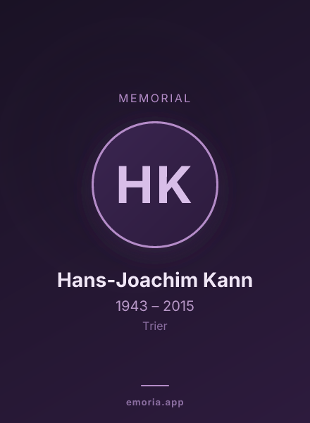 Memorial portrait of Hans-Joachim Kann