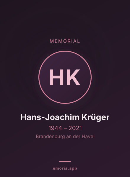 Memorial portrait of Hans-Joachim Krüger