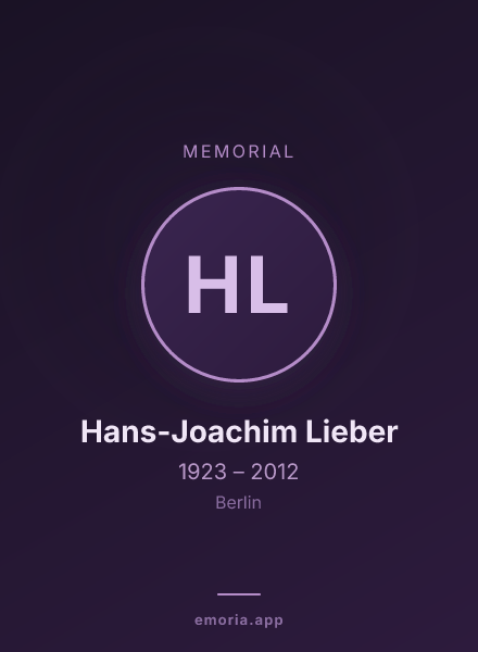 Memorial portrait of Hans-Joachim Lieber