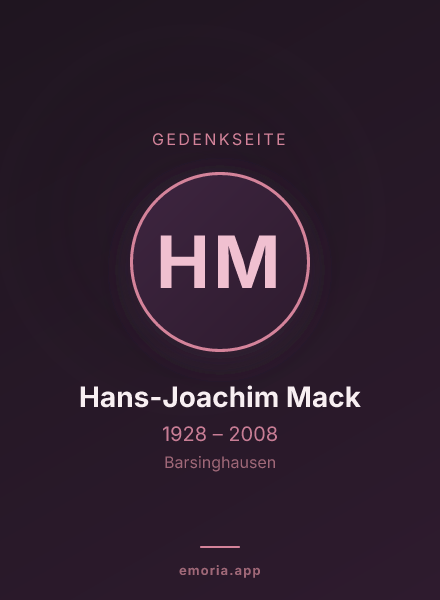 Gedenkportrait von Hans-Joachim Mack