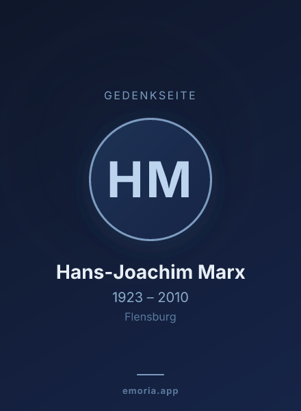 Gedenkportrait von Hans-Joachim Marx