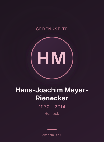 Gedenkportrait von Hans-Joachim Meyer-Rienecker