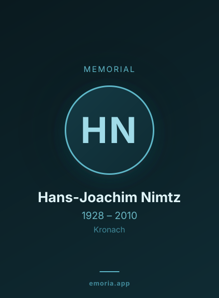 Memorial portrait of Hans-Joachim Nimtz