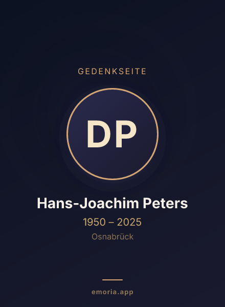 Gedenkportrait von Dr. Hans-Joachim Peters
