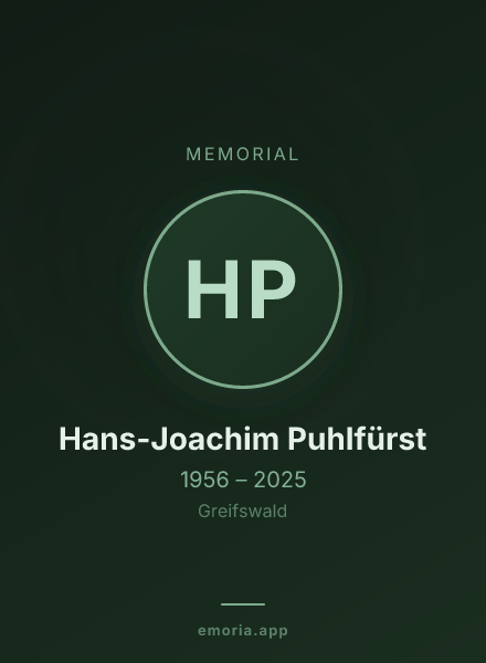Memorial portrait of Hans-Joachim Puhlfürst
