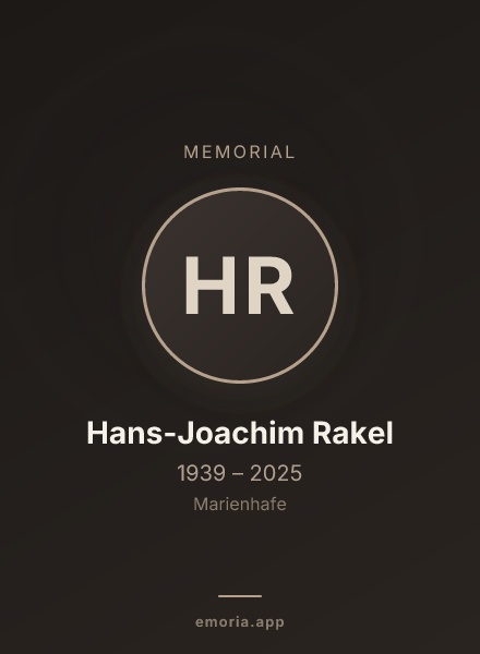Memorial portrait of Hans-Joachim Rakel