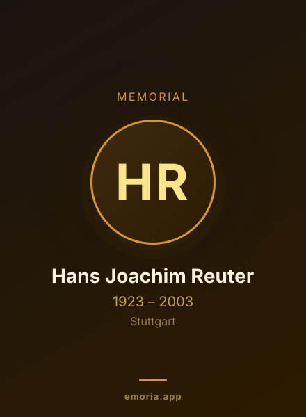 Memorial portrait of Hans Joachim Reuter