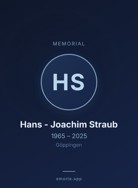 Memorial portrait of Hans - Joachim Straub
