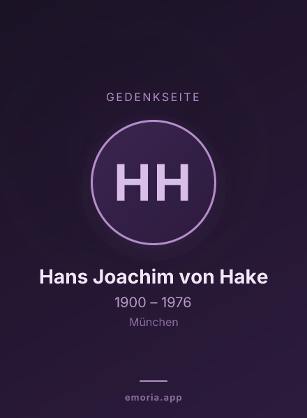 Gedenkportrait von Hans Joachim von Hake