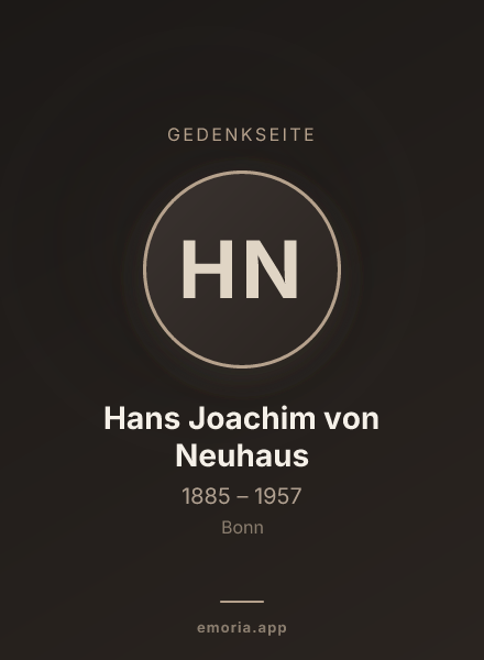 Gedenkportrait von Hans Joachim von Neuhaus