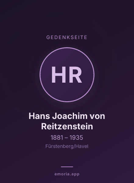Gedenkportrait von Hans Joachim von Reitzenstein