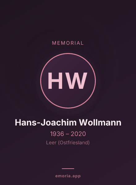 Memorial portrait of Hans-Joachim Wollmann