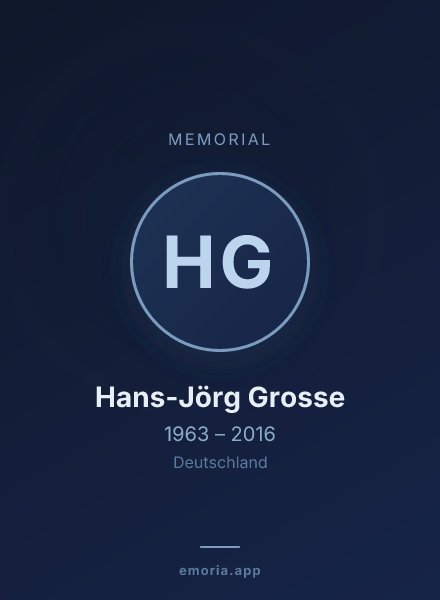 Memorial portrait of Hans-Jörg Grosse