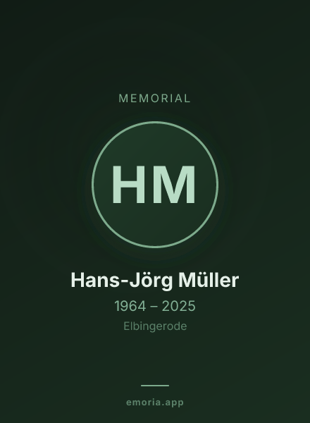 Memorial portrait of Hans-Jörg Müller