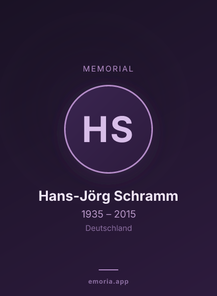 Memorial portrait of Hans-Jörg Schramm