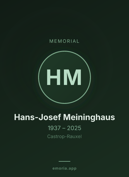 Memorial portrait of Hans-Josef Meininghaus