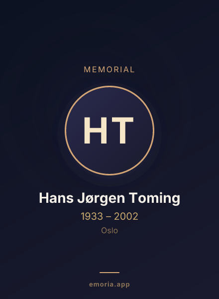 Memorial portrait of Hans Jørgen Toming