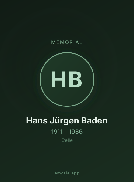Memorial portrait of Hans Jürgen Baden