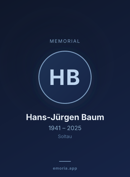 Memorial portrait of Hans-Jürgen Baum