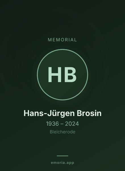 Memorial portrait of Hans-Jürgen Brosin