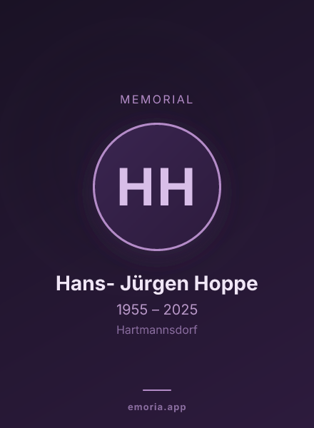 Memorial portrait of Hans- Jürgen Hoppe