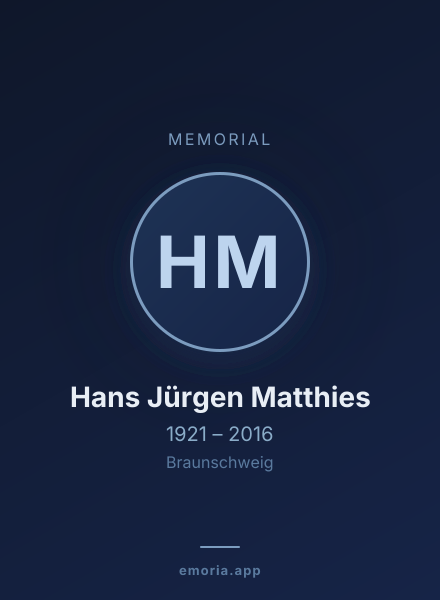 Memorial portrait of Hans Jürgen Matthies