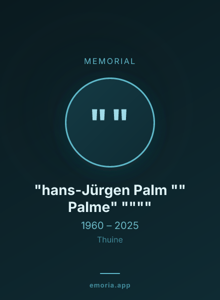 Memorial portrait of "hans-Jürgen Palm "" Palme" """"