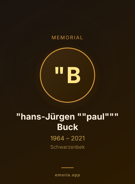 Memorial portrait of "hans-Jürgen ""paul""" Buck