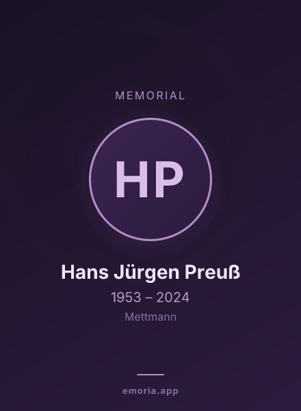 Memorial portrait of Hans Jürgen Preuß