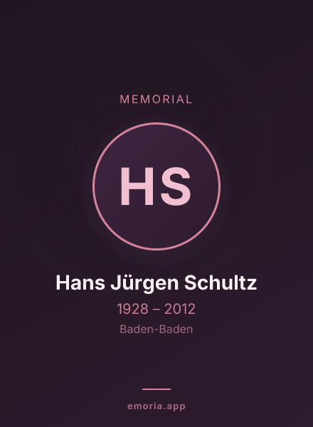 Memorial portrait of Hans Jürgen Schultz