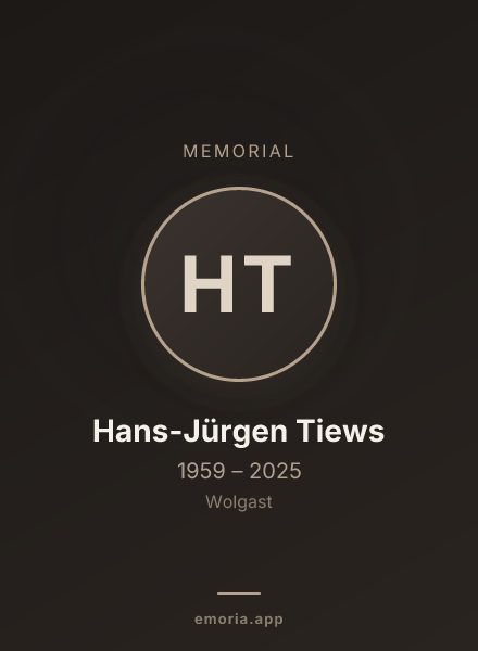Memorial portrait of Hans-Jürgen Tiews