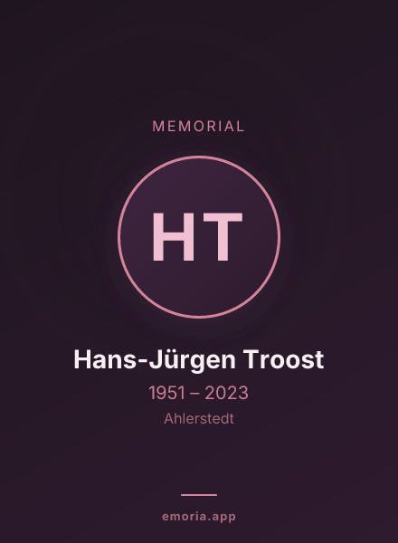 Memorial portrait of Hans-Jürgen Troost