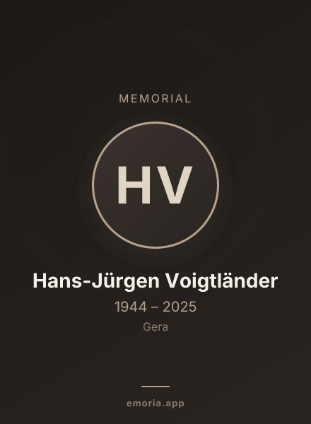 Memorial portrait of Hans-Jürgen Voigtländer