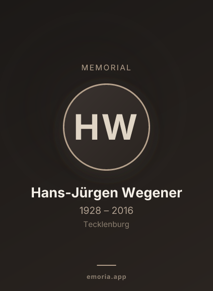 Memorial portrait of Hans-Jürgen Wegener