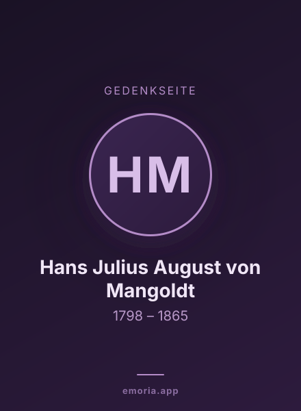 Gedenkportrait von Hans Julius August von Mangoldt