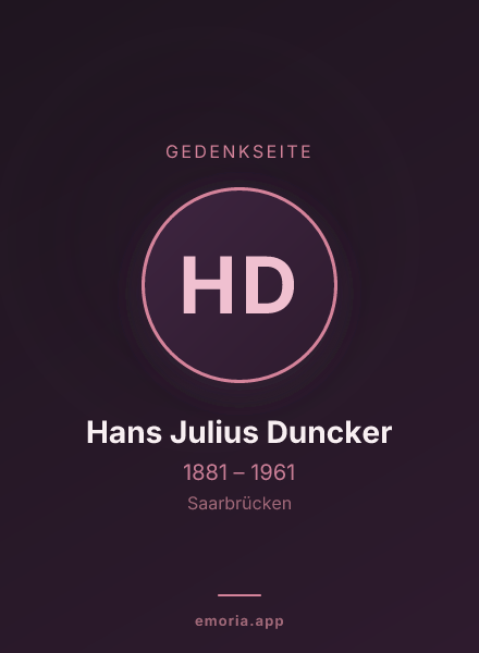 Gedenkportrait von Hans Julius Duncker