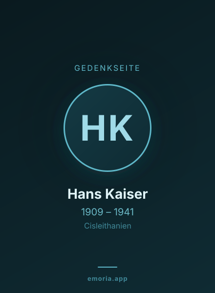 Gedenkportrait von Hans Kaiser