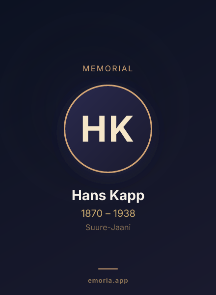Memorial portrait of Hans Kapp