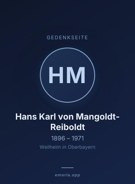 Gedenkportrait von Hans Karl von Mangoldt-Reiboldt
