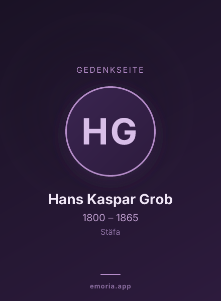 Gedenkportrait von Hans Kaspar Grob