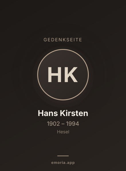 Gedenkportrait von Hans Kirsten