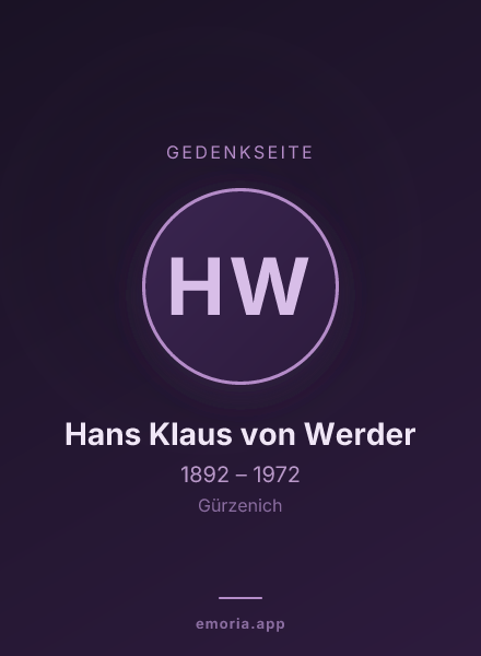 Gedenkportrait von Hans Klaus von Werder