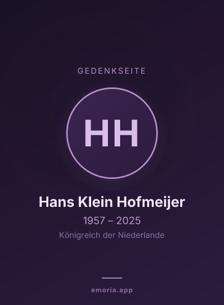 Gedenkportrait von Hans Klein Hofmeijer