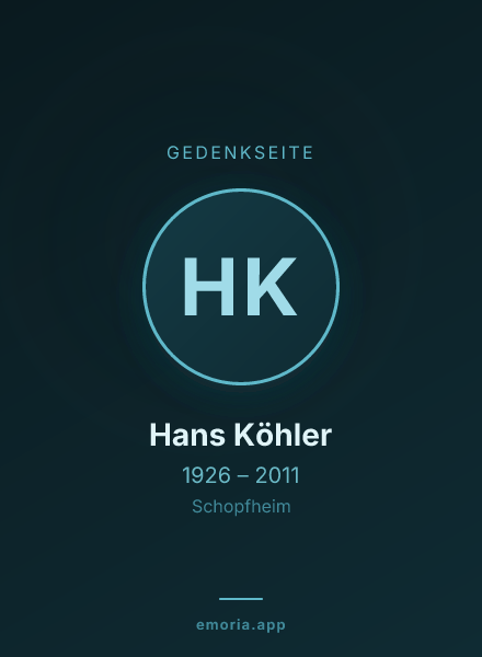 Gedenkportrait von Hans Köhler